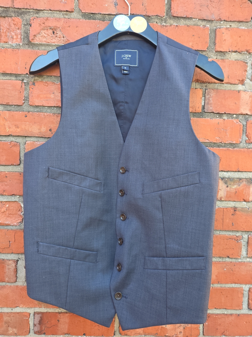 J.Crew New York 100% Wool Suit Vest Waistcoat Blue Men's Small (C3)